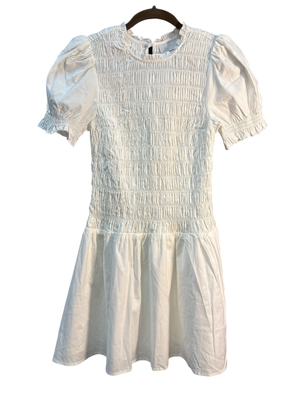 NWT Reformation Leannah Puff Sleeve Smocked Mini Dress White Size 6 MSRP $228 - Picture 5 of 9